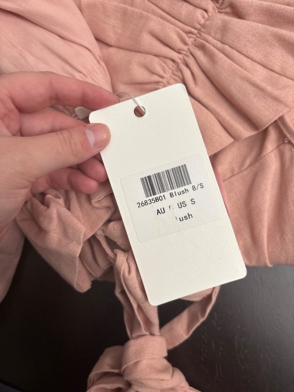 NEW Saints + Secrets Linen Wide-Leg Crop Jumpsuit Ruffle Strapless Blush Small - Picture 8 of 12
